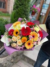 Букет цветов из:  Герберы, Ромашки, Хризантемы, Розы и Подсолнухи #REPLACE_PRED# Островской Костромской области